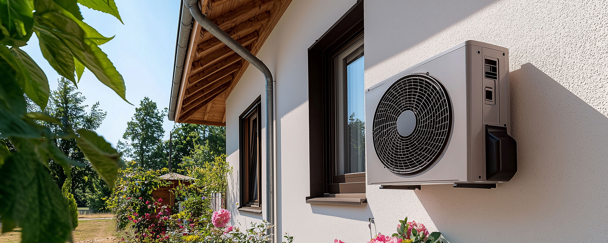 Pompe à chaleur installée dans une maison, rénovation énergétique Groupe OPNR.
